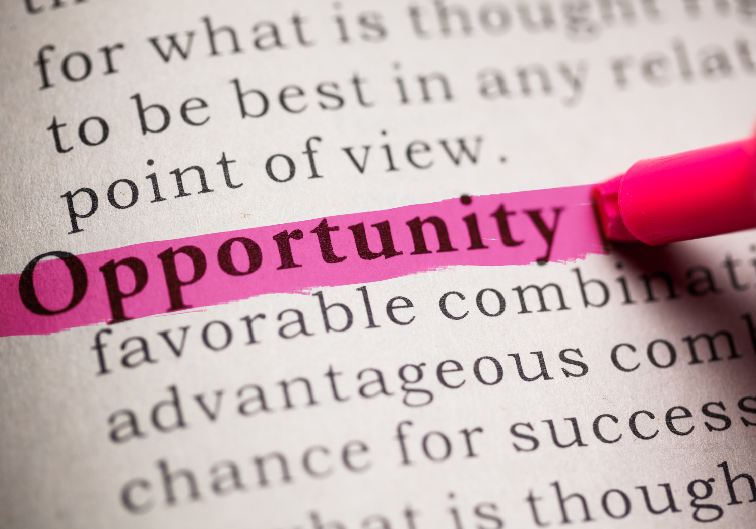 Dictionary page with the world opportunity highlighted