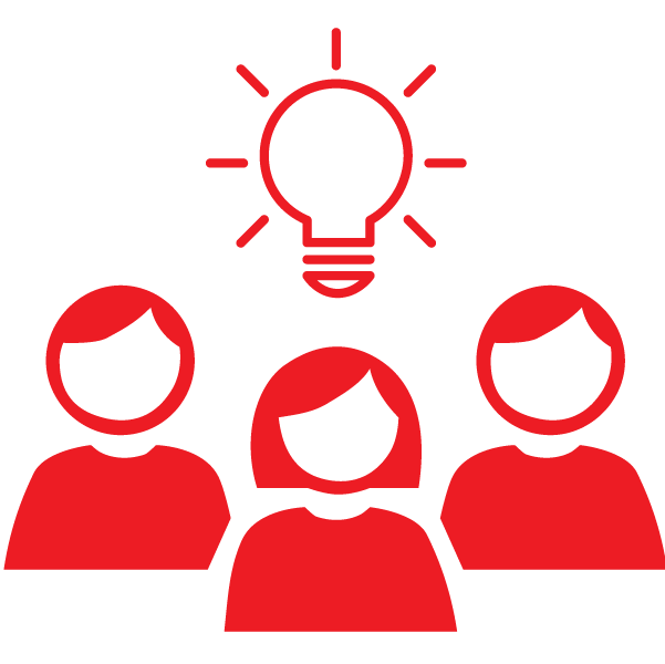 People with a lightbulb above heads